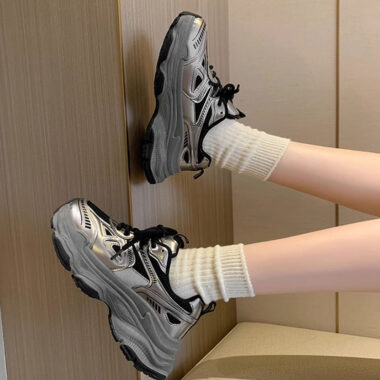 Breathable mesh platform women sneakers factory collection