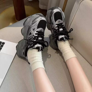 Breathable mesh platform women sneakers factory collection