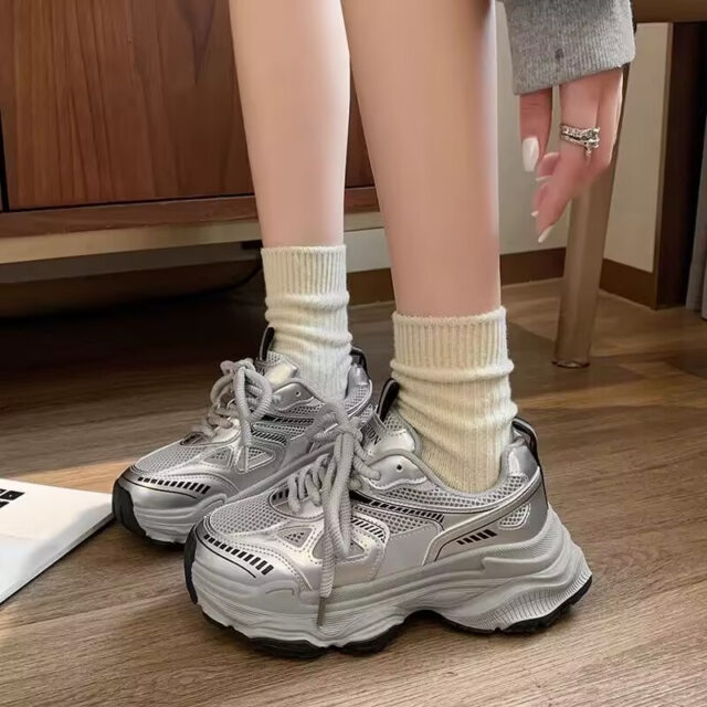 Breathable mesh platform women sneakers factory collection