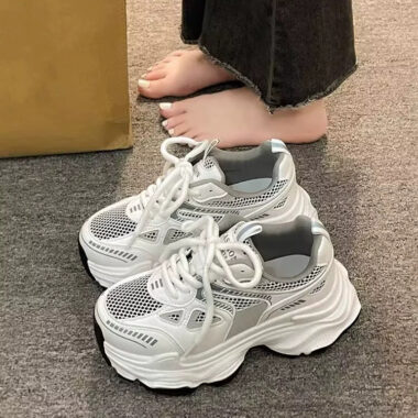 Breathable mesh platform women sneakers factory collection