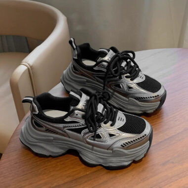 Breathable mesh platform women sneakers factory collection