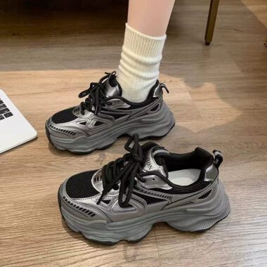 Breathable mesh platform women sneakers factory collection