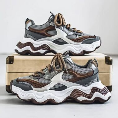 Breathable Mesh Platform Height Increasing Men Sneakers