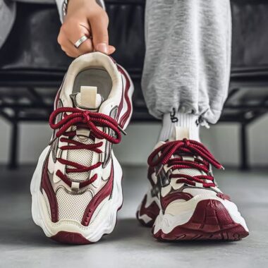 Breathable Mesh Platform Height Increasing Men Sneakers