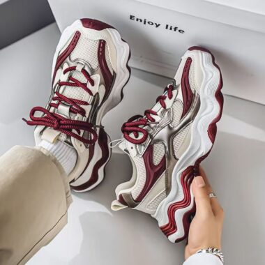 Breathable Mesh Platform Height Increasing Men Sneakers