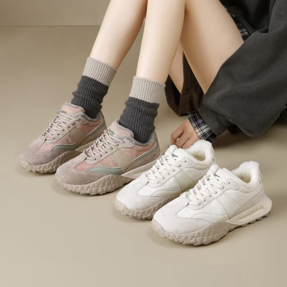 Winter Warm Fur Lined Soft Sole Casual Women Sneakers