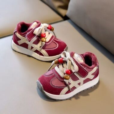 Autumn Winter Leather Warm Anti-Slip Kids Sneakers Factory