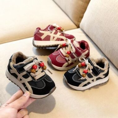 Autumn Winter Leather Warm Anti-Slip Kids Sneakers Factory