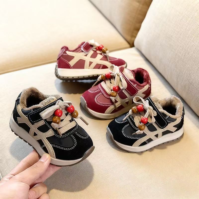 Autumn Winter Leather Warm Anti-Slip Kids Sneakers Factory