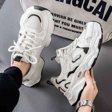 all-season breathable thick sole height increasing men sneakers