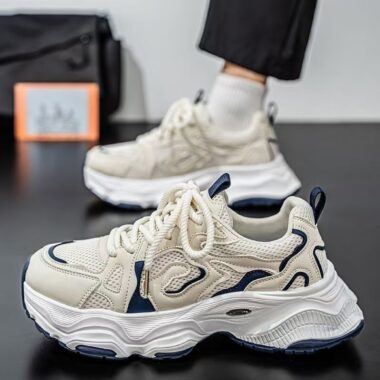 all-season breathable thick sole height increasing men sneakers