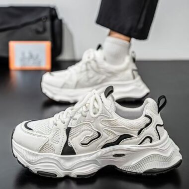 all-season breathable thick sole height increasing men sneakers