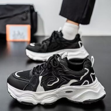 all-season breathable thick sole height increasing men sneakers