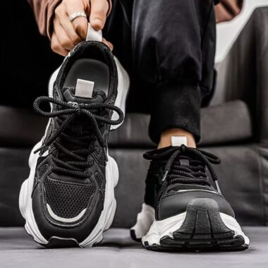 all-season breathable thick sole height increasing men sneakers
