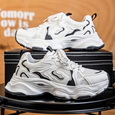 all-season breathable thick sole height increasing men sneakers