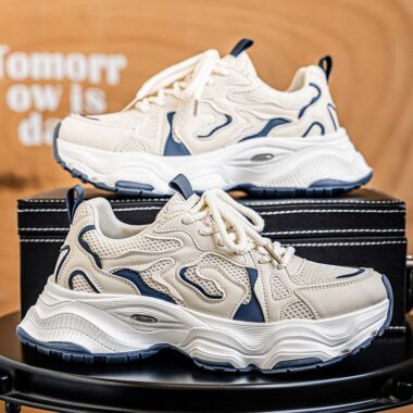 all-season breathable thick sole height increasing men sneakers