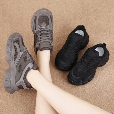 spring autumn breathable mesh thick sole women sneakers