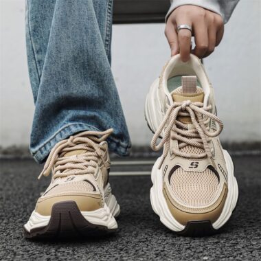 spring breathable mesh thick sole casual men sneakers