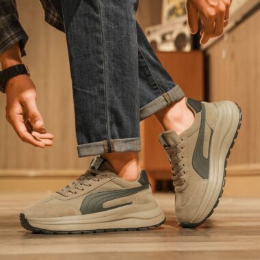 autumn winter leather soft sole thick sole men sneakers