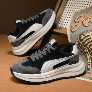 autumn winter leather soft sole thick sole men sneakers