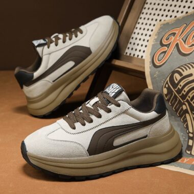 autumn winter leather soft sole thick sole men sneakers