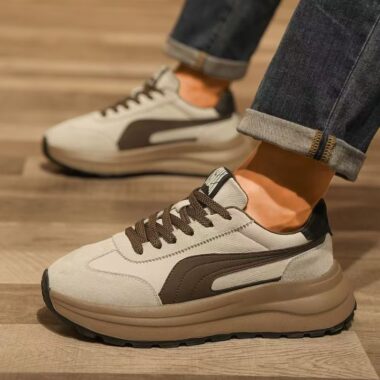 autumn winter leather soft sole thick sole men sneakers
