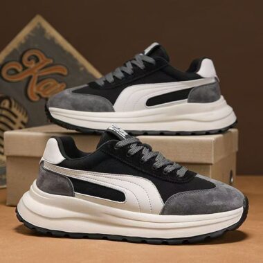 autumn winter leather soft sole thick sole men sneakers