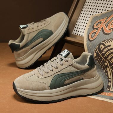 autumn winter leather soft sole thick sole men sneakers