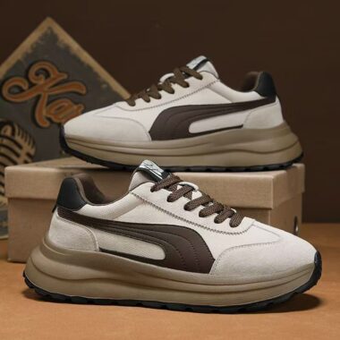 autumn winter leather soft sole thick sole men sneakers