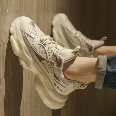 breathable mesh casual non-slip thick sole men sneakers