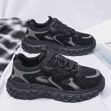 breathable mesh thick sole non-slip running men sneakers