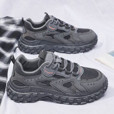 breathable mesh thick sole non-slip running men sneakers