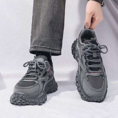 breathable mesh thick sole non-slip running men sneakers